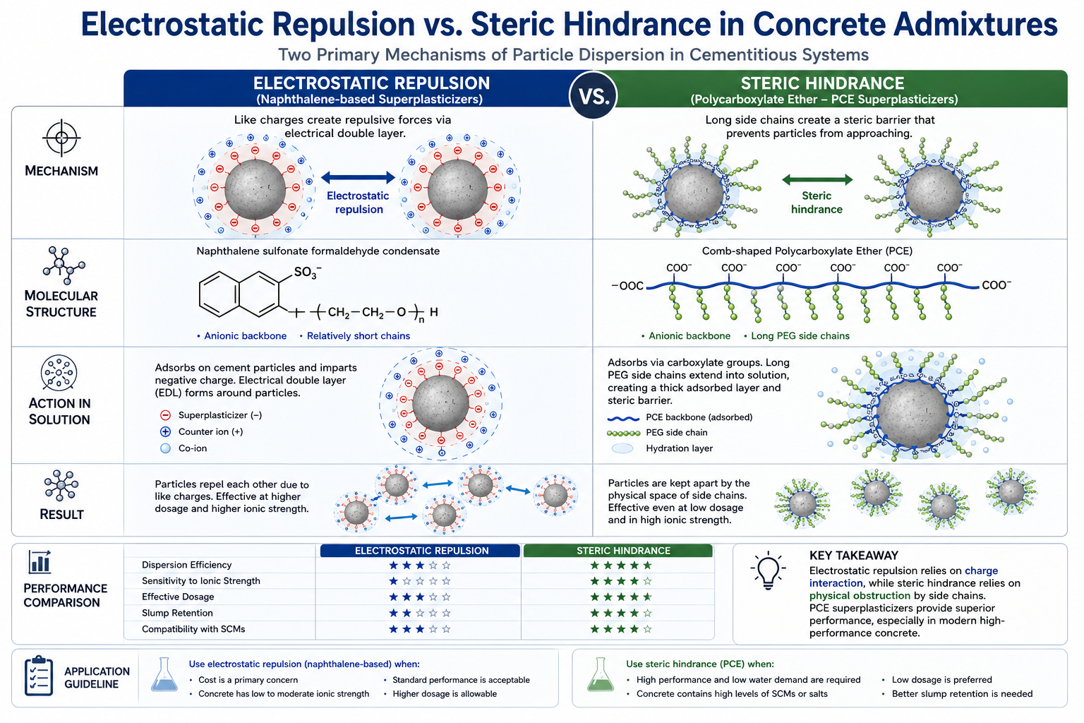 Comparison chart between electrostatic repulsion and steric hindrance mechanisms in concrete superplasticizers.png